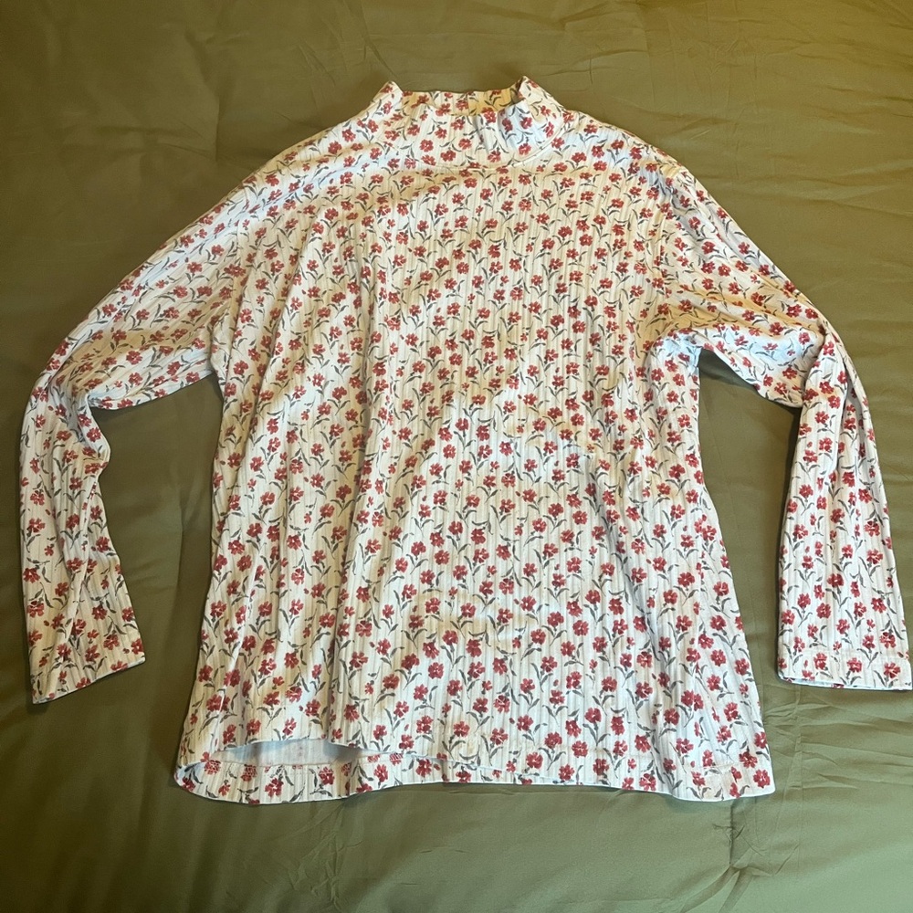 Vintage Floral Mock Neck Long Sleeve